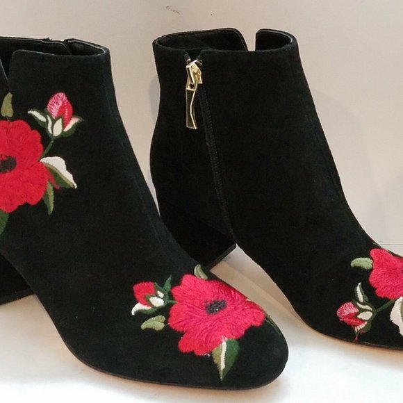 Kate Spade Black Langton Suede Embroidered boots - Picture 2 of 7